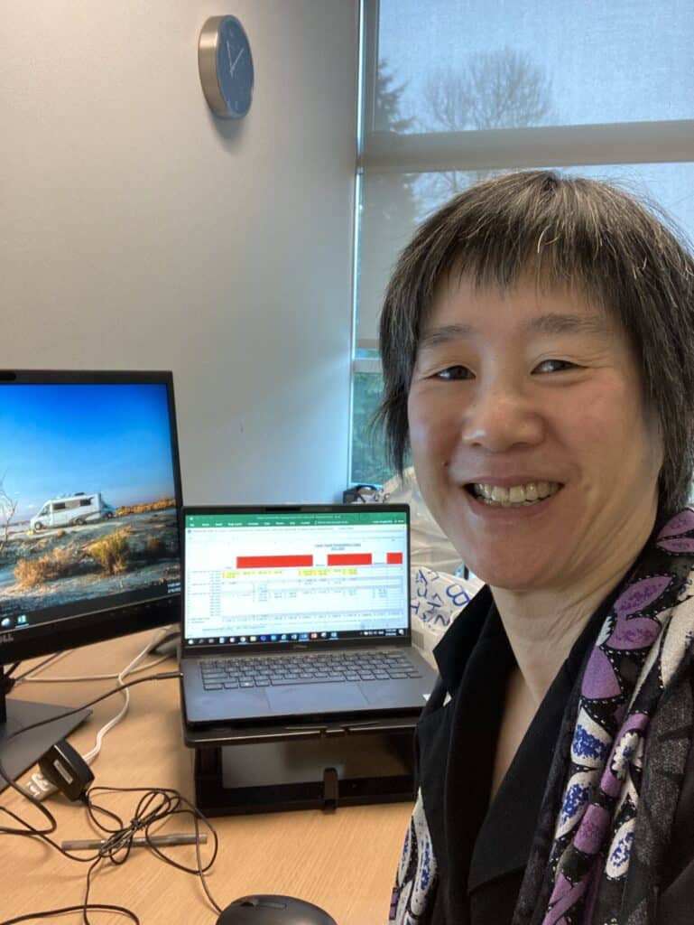 Angela at work desk