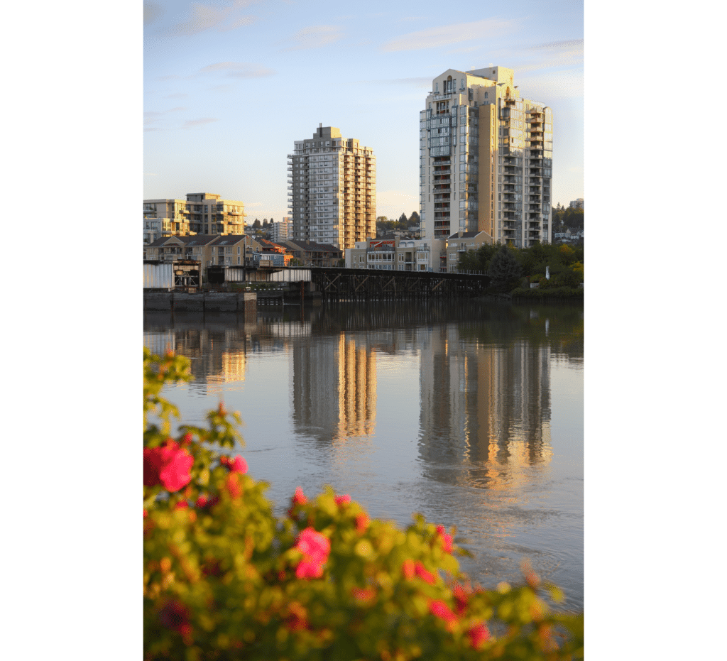 View of New Westminster apartments from the river.