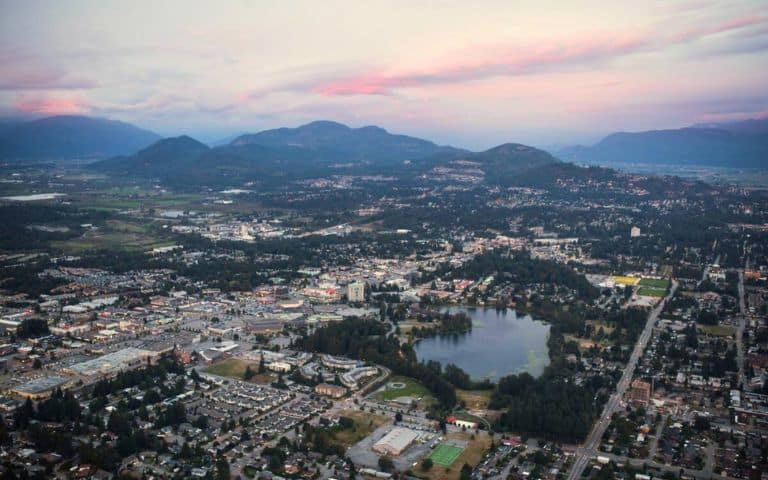 Aerial shot of Abbotsford, B.C.