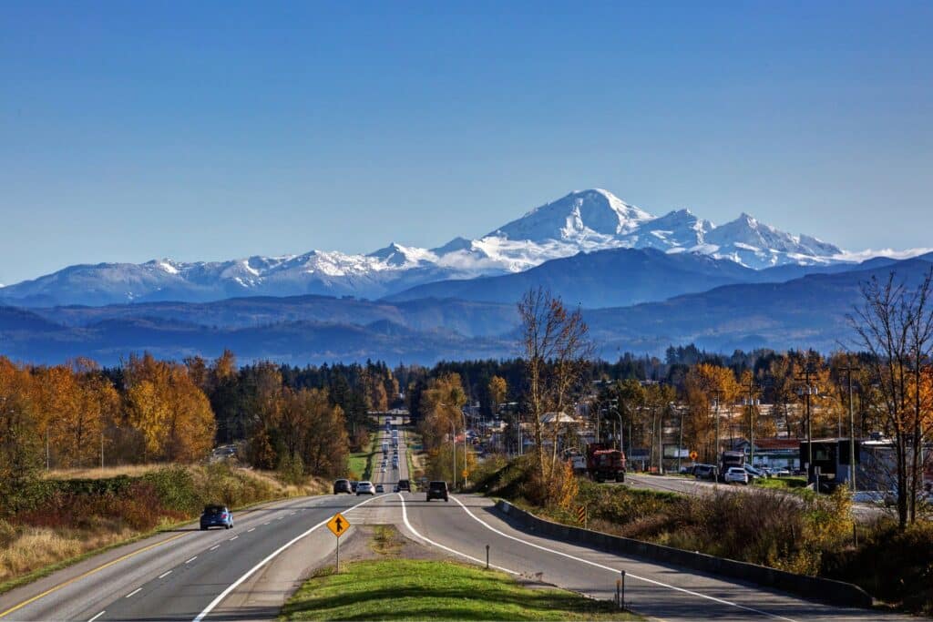 Looking at Mount Baker from Abbotsford.