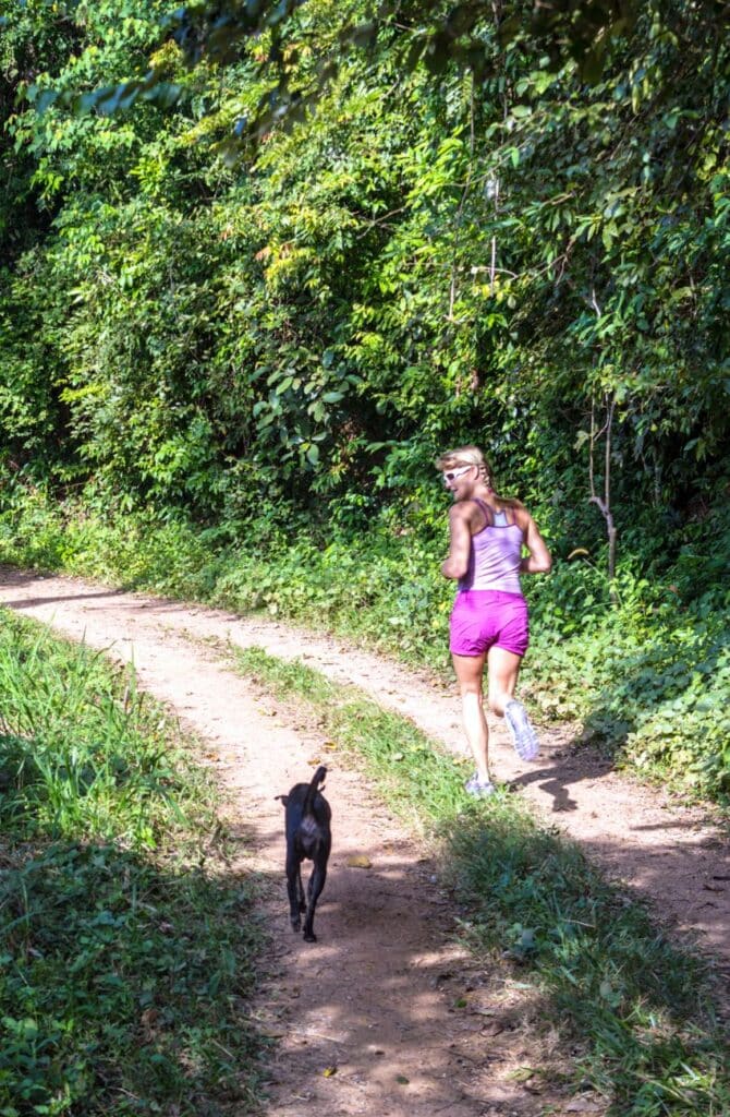 Lady jogging in the Tri-cities area.