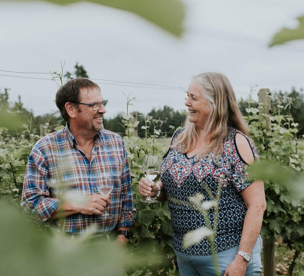 Couple drinking wine in Abbotsford, B.C.