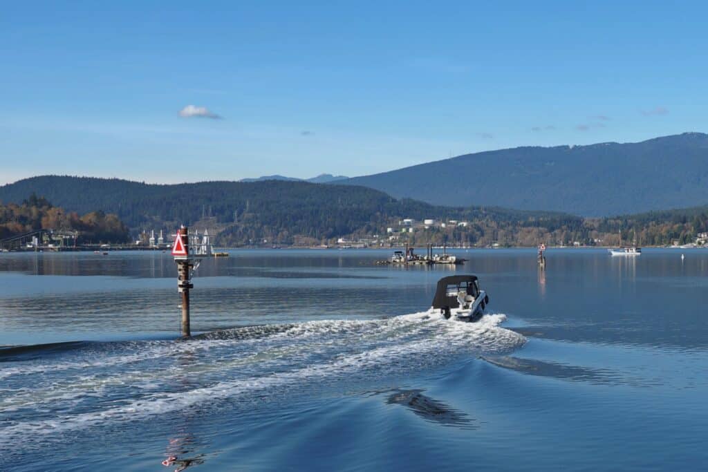 Boat in the inlet in Tri-cities.