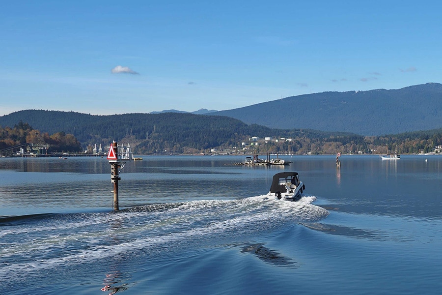 Boat in the inlet in Tri-cities.