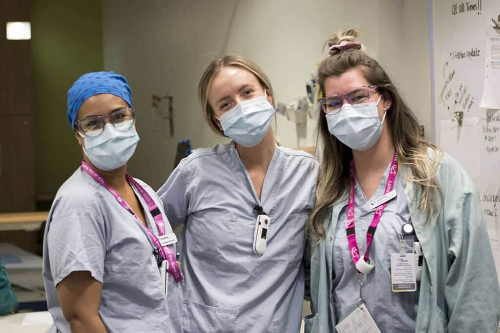 Three nurses at Fraser Health.